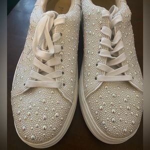 Betsey Johnson white pearl sneakers